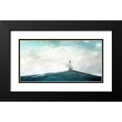 Church On A Hill Black Modern Wood Framed Art Print with Double Matting by Villa, Mlli