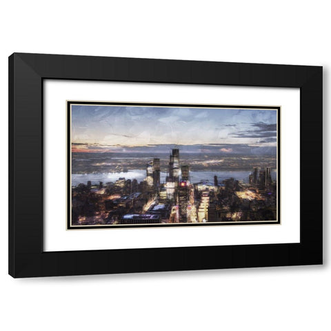 City On The Water Black Modern Wood Framed Art Print with Double Matting by Villa, Mlli