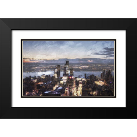 City On The Water Black Modern Wood Framed Art Print with Double Matting by Villa, Mlli