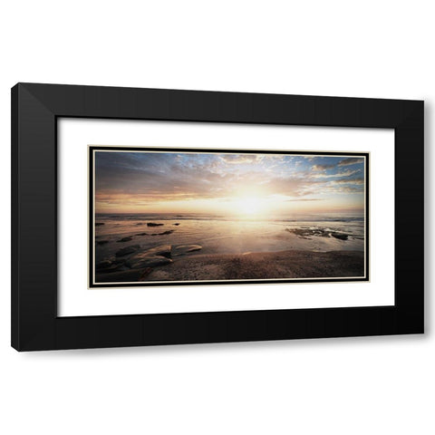 Walk On The Beach Black Modern Wood Framed Art Print with Double Matting by Villa, Mlli