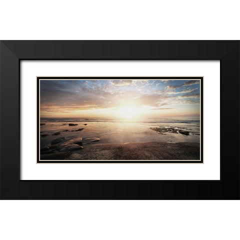 Walk On The Beach Black Modern Wood Framed Art Print with Double Matting by Villa, Mlli