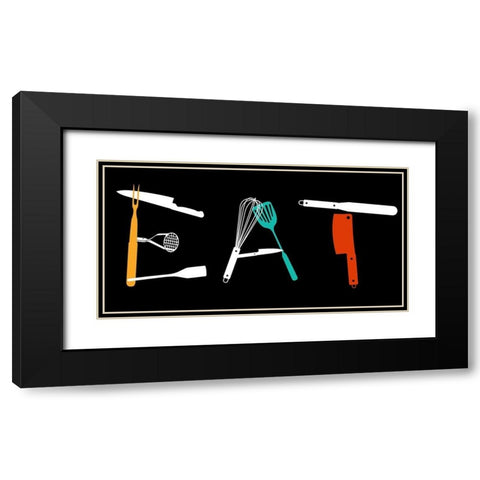 Eat Black Modern Wood Framed Art Print with Double Matting by Villa, Mlli