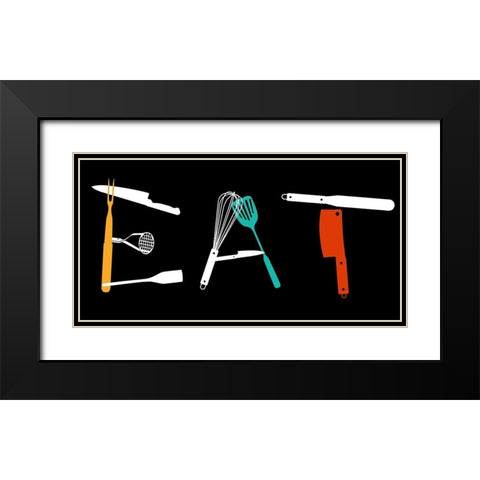 Eat Black Modern Wood Framed Art Print with Double Matting by Villa, Mlli