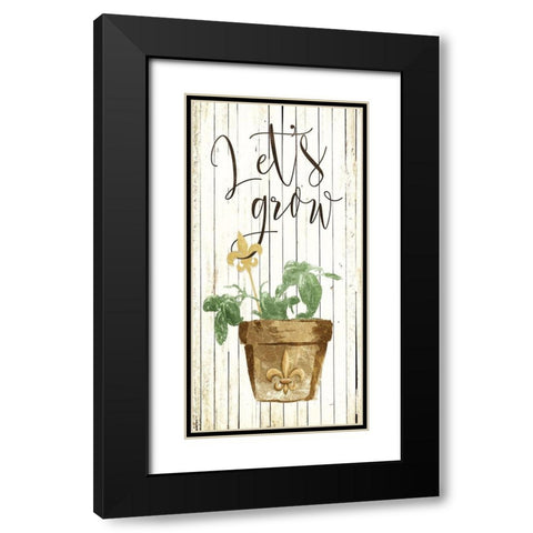 Lets Grow Cream Black Modern Wood Framed Art Print with Double Matting by Villa, Mlli