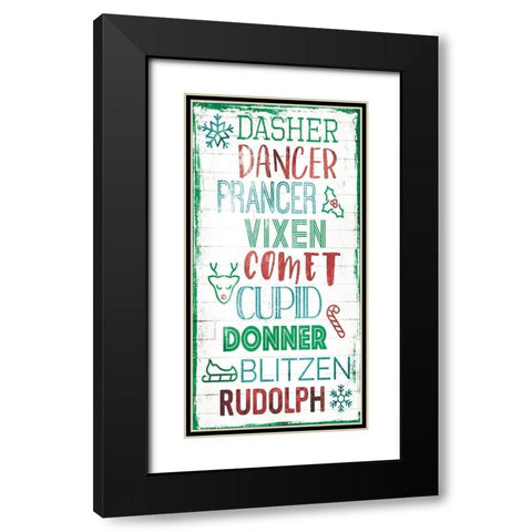 Reindeer Names Black Modern Wood Framed Art Print with Double Matting by Villa, Mlli