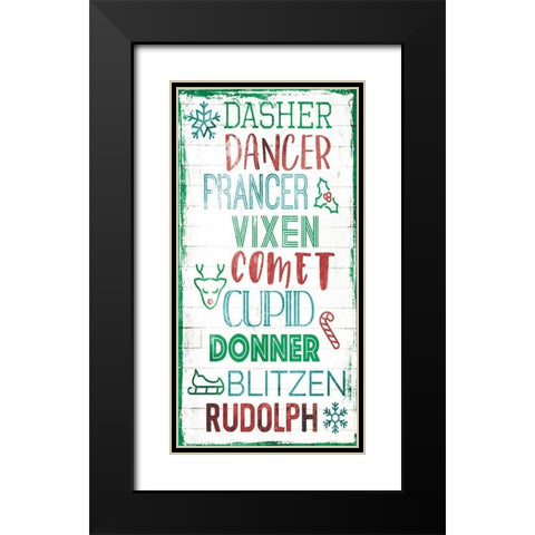 Reindeer Names Black Modern Wood Framed Art Print with Double Matting by Villa, Mlli