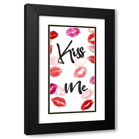 Kiss Me Black Modern Wood Framed Art Print with Double Matting by Villa, Mlli