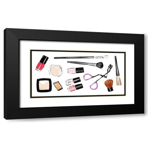 Makeup Tools Horizontal Black Modern Wood Framed Art Print with Double Matting by Villa, Mlli