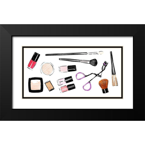 Makeup Tools Horizontal Black Modern Wood Framed Art Print with Double Matting by Villa, Mlli