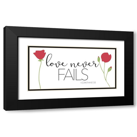 Love Never Fails Black Modern Wood Framed Art Print with Double Matting by Villa, Mlli