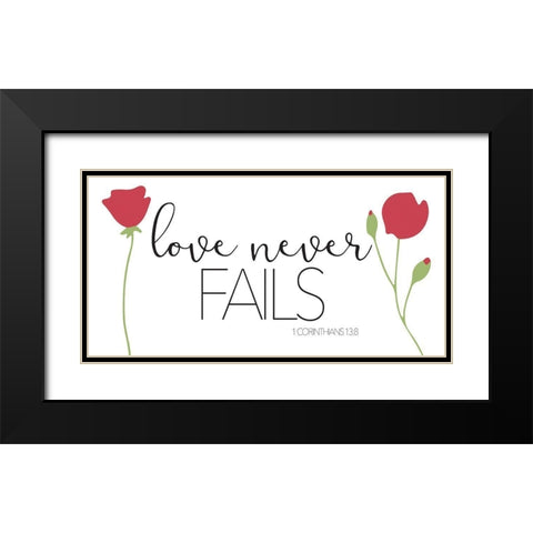 Love Never Fails Black Modern Wood Framed Art Print with Double Matting by Villa, Mlli