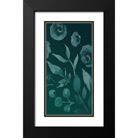 Teal Florals In The Wind Black Modern Wood Framed Art Print with Double Matting by Villa, Milli
