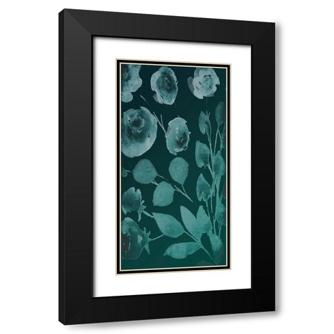 Teals Florals In The Wind 2 Black Modern Wood Framed Art Print with Double Matting by Villa, Milli