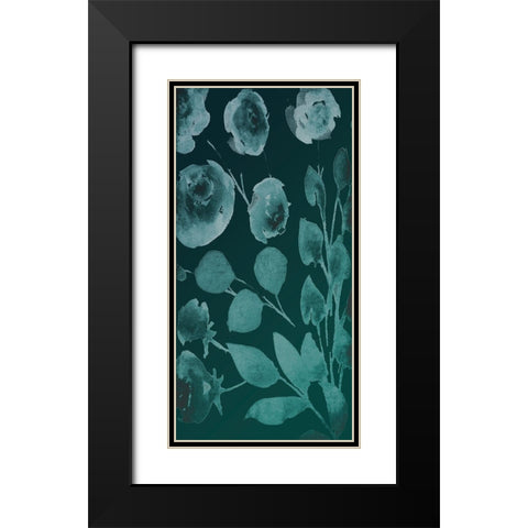 Teals Florals In The Wind 2 Black Modern Wood Framed Art Print with Double Matting by Villa, Milli