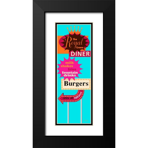 Diner Bright Black Modern Wood Framed Art Print with Double Matting by Windvand, Marilu