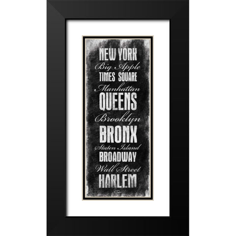 New York Black Modern Wood Framed Art Print with Double Matting by OnRei