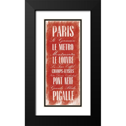 Paris B2 Black Modern Wood Framed Art Print with Double Matting by OnRei