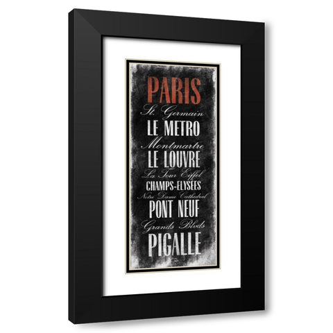 Paris B3 Black Modern Wood Framed Art Print with Double Matting by OnRei