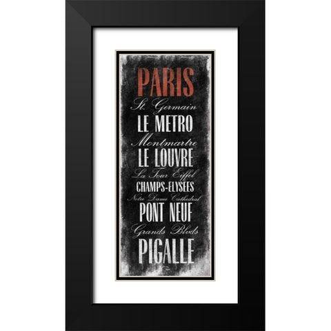 Paris B3 Black Modern Wood Framed Art Print with Double Matting by OnRei