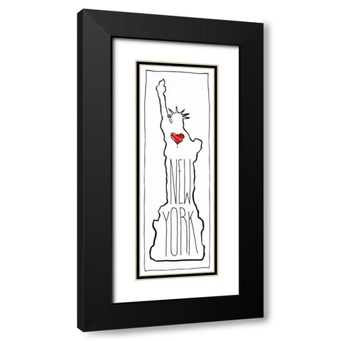 HEART NY B Black Modern Wood Framed Art Print with Double Matting by OnRei