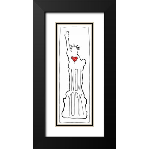 HEART NY B Black Modern Wood Framed Art Print with Double Matting by OnRei