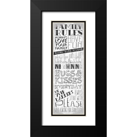 Family Rules Mate Black Modern Wood Framed Art Print with Double Matting by OnRei