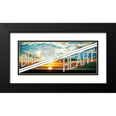 Dream Black Modern Wood Framed Art Print with Double Matting by OnRei