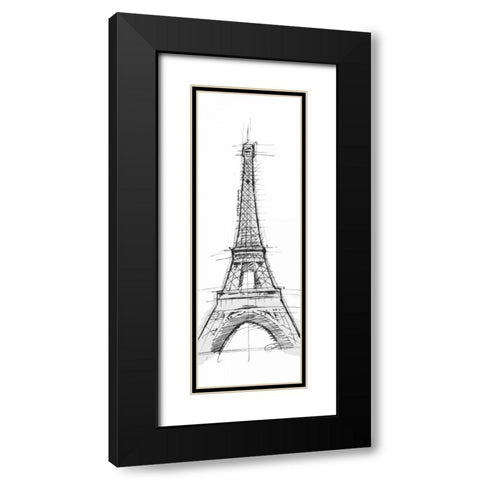 Eiffel Black Modern Wood Framed Art Print with Double Matting by OnRei