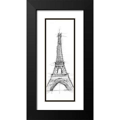 Eiffel Black Modern Wood Framed Art Print with Double Matting by OnRei