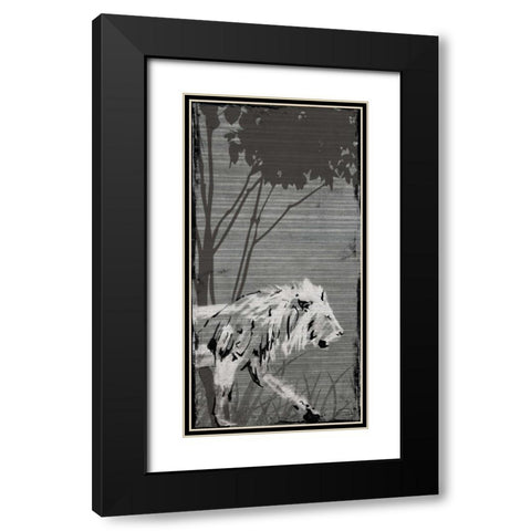 Grey Lion Black Modern Wood Framed Art Print with Double Matting by OnRei