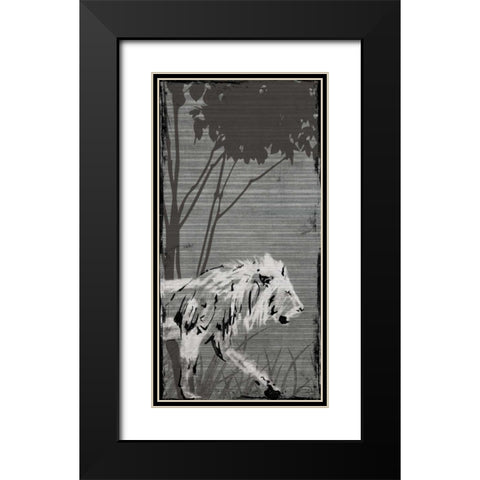 Grey Lion Black Modern Wood Framed Art Print with Double Matting by OnRei