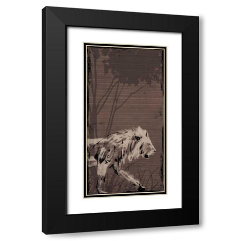 Lion Black Modern Wood Framed Art Print with Double Matting by OnRei