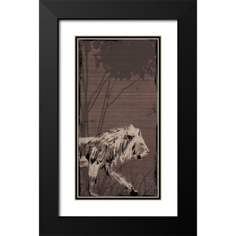 Lion Black Modern Wood Framed Art Print with Double Matting by OnRei