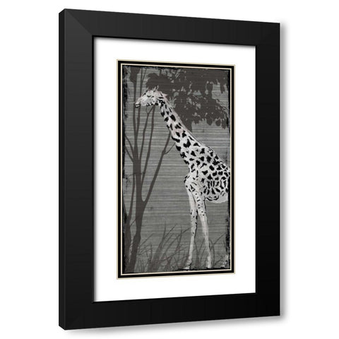 Grey Giraffe Black Modern Wood Framed Art Print with Double Matting by OnRei