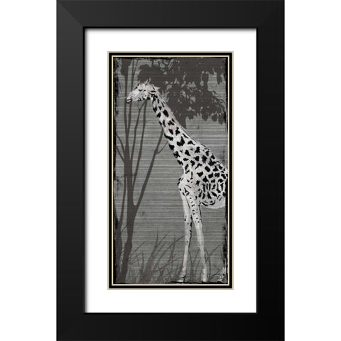 Grey Giraffe Black Modern Wood Framed Art Print with Double Matting by OnRei