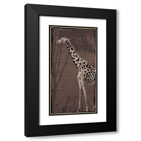 Giraffe Black Modern Wood Framed Art Print with Double Matting by OnRei