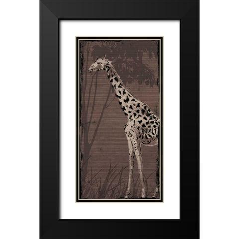 Giraffe Black Modern Wood Framed Art Print with Double Matting by OnRei