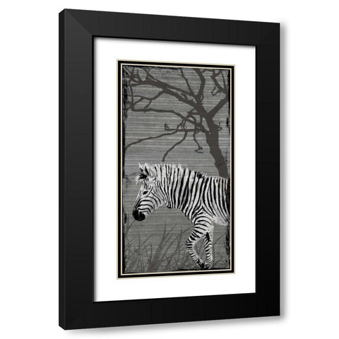 Grey Zebra Black Modern Wood Framed Art Print with Double Matting by OnRei