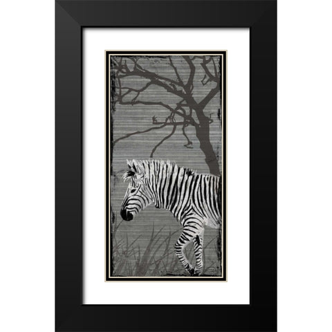 Grey Zebra Black Modern Wood Framed Art Print with Double Matting by OnRei