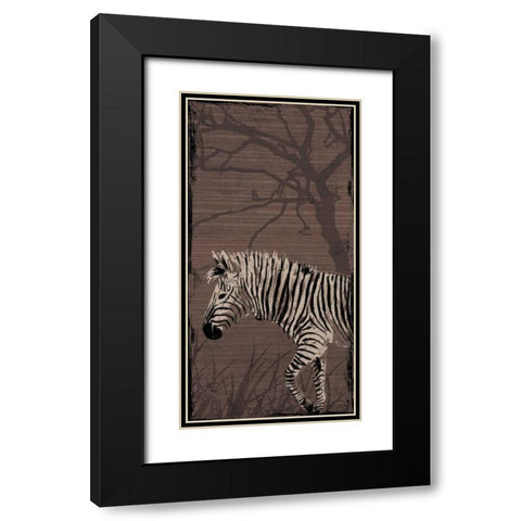 Zebra Black Modern Wood Framed Art Print with Double Matting by OnRei