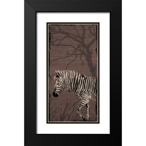 Zebra Black Modern Wood Framed Art Print with Double Matting by OnRei