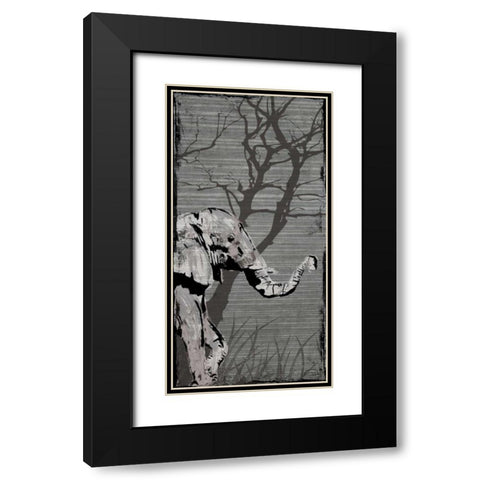 Gery Elephant Black Modern Wood Framed Art Print with Double Matting by OnRei