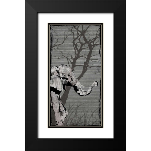 Gery Elephant Black Modern Wood Framed Art Print with Double Matting by OnRei