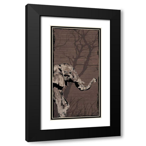 Elephant Black Modern Wood Framed Art Print with Double Matting by OnRei