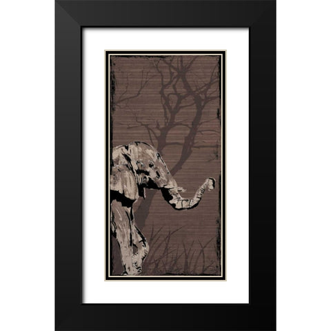 Elephant Black Modern Wood Framed Art Print with Double Matting by OnRei