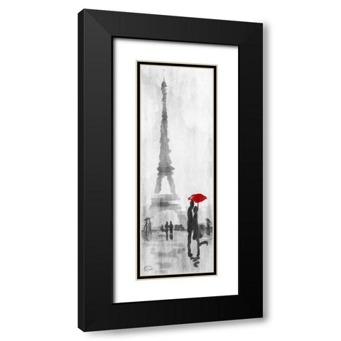 Eiffel Love Black Modern Wood Framed Art Print with Double Matting by OnRei