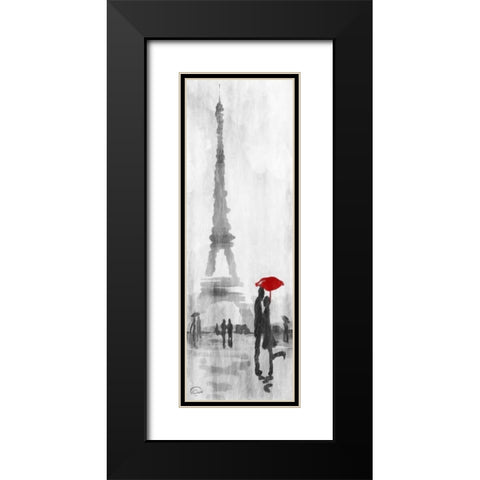 Eiffel Love Black Modern Wood Framed Art Print with Double Matting by OnRei