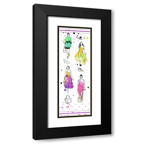 Colorful Dresses Black Modern Wood Framed Art Print with Double Matting by OnRei