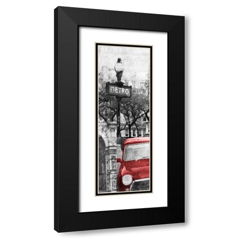 Paris Collage Mate Black Modern Wood Framed Art Print with Double Matting by OnRei