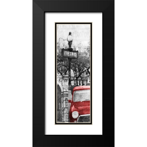 Paris Collage Mate Black Modern Wood Framed Art Print with Double Matting by OnRei